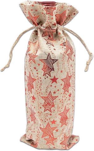 12pk - 8x10 Jute Burlap Linen Canvas Gift Bags with Drawstring - Christmas Presents, Party Favors - (Red Snowflakes, Large) by TheDisplayGuys in Kuwait