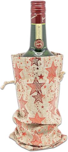 12pk - 8x10 Jute Burlap Linen Canvas Gift Bags with Drawstring - Christmas Presents, Party Favors - (Red Snowflakes, Large) by TheDisplayGuys in Kuwait