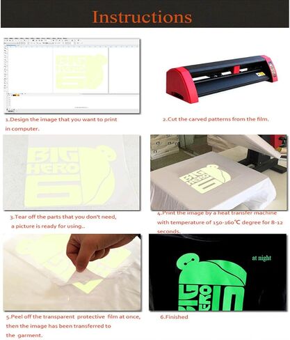 هوهوفيلم تي شيرت فينيل متحرك للحرارة يتوهج في الظلام لحفلات الهالوين للاطفال من الفينيل اللاصق مقاس 20 انش × 12 انش in Kuwait