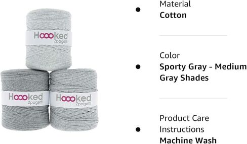 Hoooked Zpagetti Yarn-Sporty Gray - ظلال رمادية متوسطة in Kuwait