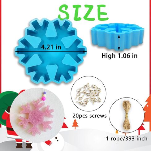 قالب فريشي ندفة الثلج لعيد الميلاد، قالب سيليكون كبير للسيارة للخرز العطري، منعشات السيارة، قالب جص شمع الصابون والشمع والطين من أجل حرفة راتنجات الإيبوكسي DIY، ديكور منزل عيد الميلاد in Kuwait