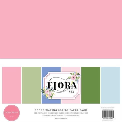 Carta Bella Double-Sided Cardstock 12"X12" 6/Pkg 4, 6 Colors, Flora No.4 Solids Kit in Kuwait