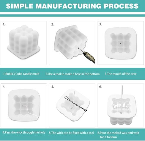 3 عبوات من قوالب الشمع من السيليكون مع مطرقة، قوالب الشموع اليدوية ثلاثية الأبعاد لصنع الشموع، قوالب فقاعات الشمع، قوالب مكعب سيليكون لصنع الحرف اليدوية الشمع، ديكورات الشموع in Kuwait