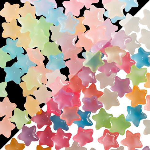 100 Pcs Mix Flatback Resin Stars Glow in The Dark Stars 0.9 Inch for DIY Phone Case Photo Frame Crafts Hair Clips Making Accessories in Kuwait