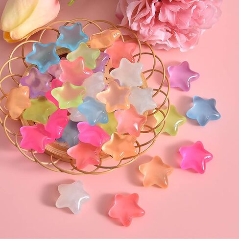 100 Pcs Mix Flatback Resin Stars Glow in The Dark Stars 0.9 Inch for DIY Phone Case Photo Frame Crafts Hair Clips Making Accessories in Kuwait