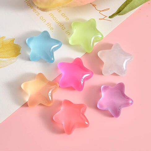 100 Pcs Mix Flatback Resin Stars Glow in The Dark Stars 0.9 Inch for DIY Phone Case Photo Frame Crafts Hair Clips Making Accessories in Kuwait