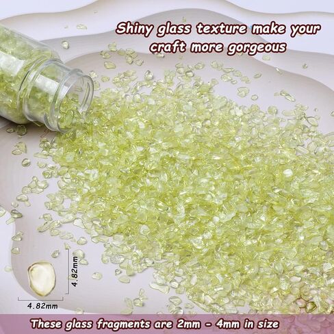 Crushed Glass Irregular Glass Stone Chips Sprinkles Chunky 2-4mm Craft Glitter for Resin Nail Arts Craft DIY Vase Filler Epoxy Resin Mold Scrapbooking Jewelry Making Decoration in Kuwait