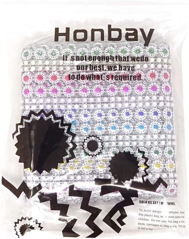 Honbay 4.5 بوصة × 2 ياردة شريط لف شبكي من الماس على شكل زهرة لامعة من الكريستال الصناعي وحجر الراين لحفلات الزفاف، وأعياد الميلاد، وحفلات استقبال الأطفال، والفنون والحرف اليدوية، وما إلى ذلك (ملون) in Saudi Arabia