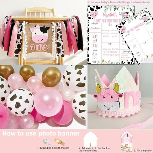 Cow First Birthday Party Decorations, Farm First Birthday Party Supplies, Holy Cow I'M One Birthday Decorations, 1st Birthday Girl Decoration, First Birthday Decoration for Girl, Farmhouse Animal Cow in Kuwait