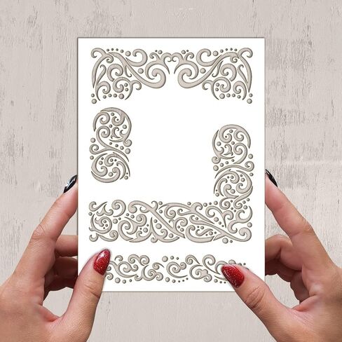 Stencil (6"x8") Baroque Flourishes Corners Laces FLONZ Decorative Stencil Template for Wall Painting Scrapbooking and Cake Decoration in Saudi Arabia