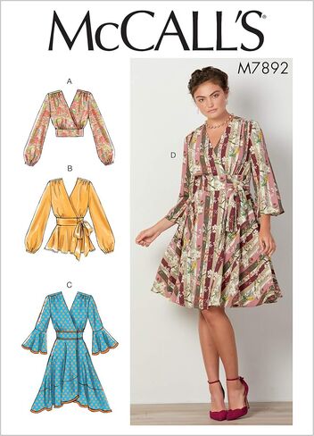 McCall's Patterns McCall's Women's Pleated Crop Top, Blouse, and Dress Sewing, Sizes 14-22 Patterns in Saudi Arabia