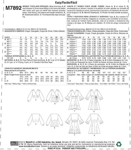 McCall's Patterns McCall's Women's Pleated Crop Top, Blouse, and Dress Sewing, Sizes 14-22 Patterns in Saudi Arabia