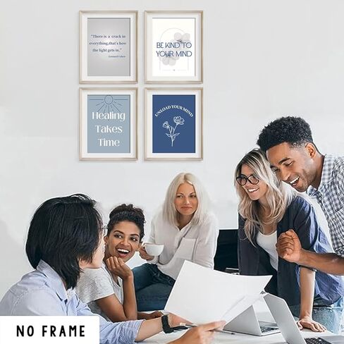 ملصق فني بتصميم بوهيمي للمكتب والإرشاد باللون الازرق، ملصق حائط ملهم للمكتب والعلاج والصحة العقلية للقلق، اقتباسات علاجية للنساء، ملصق علم النفس ملهم ايجابي in Kuwait