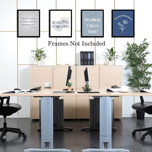 ملصق فني بتصميم بوهيمي للمكتب والإرشاد باللون الازرق، ملصق حائط ملهم للمكتب والعلاج والصحة العقلية للقلق، اقتباسات علاجية للنساء، ملصق علم النفس ملهم ايجابي in Kuwait