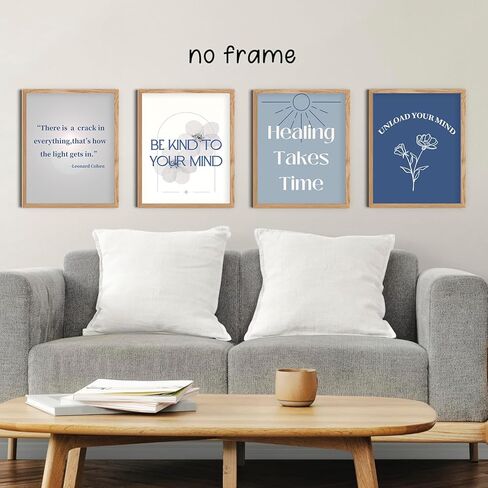 ملصق فني بتصميم بوهيمي للمكتب والإرشاد باللون الازرق، ملصق حائط ملهم للمكتب والعلاج والصحة العقلية للقلق، اقتباسات علاجية للنساء، ملصق علم النفس ملهم ايجابي in Kuwait