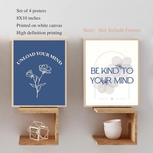 ملصق فني بتصميم بوهيمي للمكتب والإرشاد باللون الازرق، ملصق حائط ملهم للمكتب والعلاج والصحة العقلية للقلق، اقتباسات علاجية للنساء، ملصق علم النفس ملهم ايجابي in Kuwait