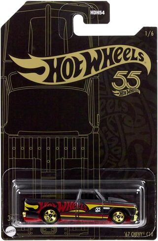 سيارة مصبوبة من Hot Wheels قابلة للتجميع - إصدار باللونين الأسود والذهبي للذكرى السنوية الخامسة والخمسين ~ مستوحاة من بيك أب تشيفي C10 طراز 67 ~ 1/6 in Saudi Arabia