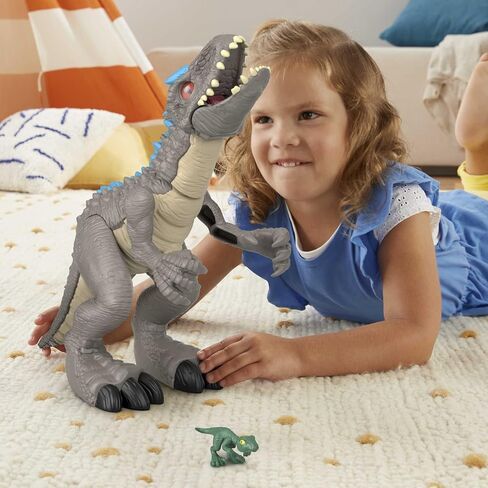 Fisher-Price Jurassic World Toys Jurassic World Indominus Rex Dinosaur Toy with Thrashing Action & Raptor Figure for Pretend Play Ages 3+ Years in Saudi Arabia