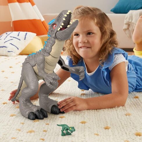 Fisher-Price Jurassic World Toys Jurassic World Indominus Rex Dinosaur Toy with Thrashing Action & Raptor Figure for Pretend Play Ages 3+ Years in Saudi Arabia