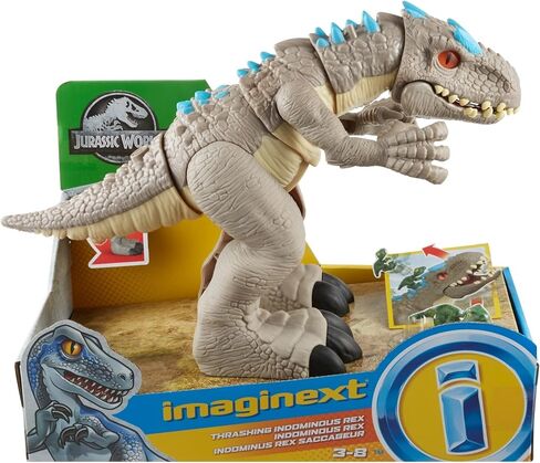 Fisher-Price Jurassic World Toys Jurassic World Indominus Rex Dinosaur Toy with Thrashing Action & Raptor Figure for Pretend Play Ages 3+ Years in Saudi Arabia