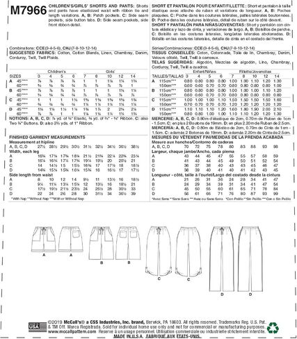 McCall Pattern Company McCall's Learn Girl's Pants and Shorts, Sizes 7-14 Sewing Pattern, White in Saudi Arabia