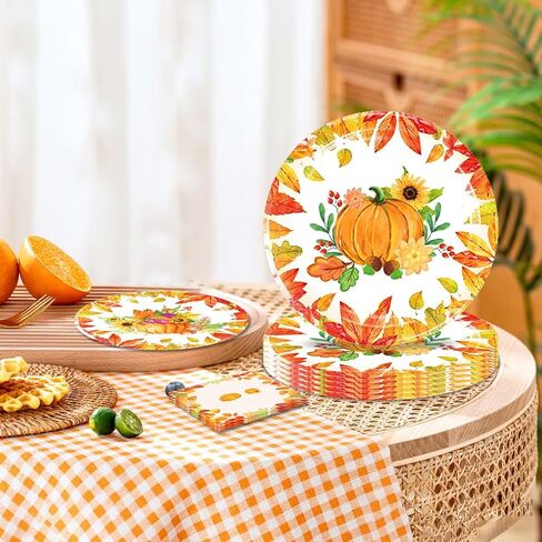 فريراند 40 قطعة من لوازم حفلات الخريف تتضمن 20 طبقا و20 منديل لتزيين حفلات عيد الشكر واعياد الميلاد in Kuwait