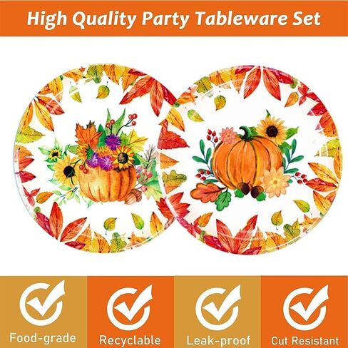 فريراند 40 قطعة من لوازم حفلات الخريف تتضمن 20 طبقا و20 منديل لتزيين حفلات عيد الشكر واعياد الميلاد in Kuwait