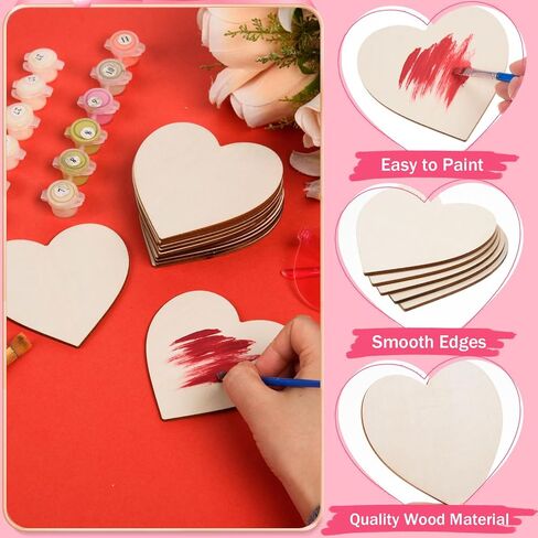 72 Pcs Unfinished Blank Wood Heart Cutouts Pieces in Saudi Arabia