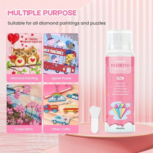 NAIMOER Puzzle Glue 240ML, DIY Diamond Art Sealer with Sponge Head & Applicators, 5D Puzzle Sealer Accessories Permanent Hold Shine Effect Diamond Art Glue for Diamond Art & Puzzle Glue in Saudi Arabia