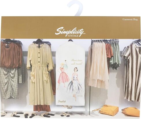 Simplicity Vintage Retro Sewing Pattern Artwork Hanging Garment Bag, 21.65" W x 42.5" L, Multicolor in Kuwait