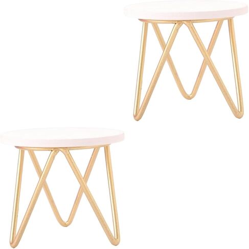 Toddmomy 1 6 Scale Doll Furniture 2pcs Wooden Round Table Room Toy Model Miniature for Dollhouse Living Tiny Scenes Furniture Tea Doll Nightstand Mini House Decor Scale Side Decoration in Kuwait