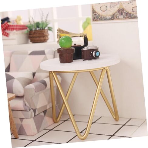 Toddmomy 1 6 Scale Doll Furniture 2pcs Wooden Round Table Room Toy Model Miniature for Dollhouse Living Tiny Scenes Furniture Tea Doll Nightstand Mini House Decor Scale Side Decoration in Kuwait