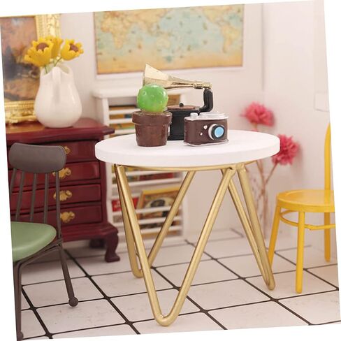 Toddmomy 1 6 Scale Doll Furniture 2pcs Wooden Round Table Room Toy Model Miniature for Dollhouse Living Tiny Scenes Furniture Tea Doll Nightstand Mini House Decor Scale Side Decoration in Kuwait