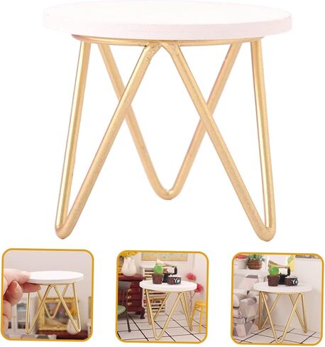 Toddmomy 1 6 Scale Doll Furniture 2pcs Wooden Round Table Room Toy Model Miniature for Dollhouse Living Tiny Scenes Furniture Tea Doll Nightstand Mini House Decor Scale Side Decoration in Kuwait