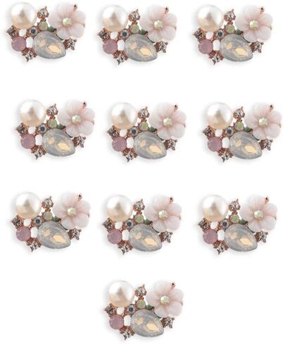 gofidin 10PCS Flower Rhinestone Buttons Flatback Plating Pearl Hairpin Decoration DIY Craft Apparel Sewing Jewelry Phone in Saudi Arabia