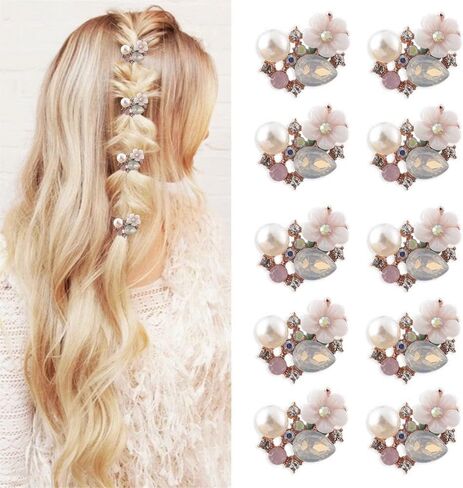 gofidin 10PCS Flower Rhinestone Buttons Flatback Plating Pearl Hairpin Decoration DIY Craft Apparel Sewing Jewelry Phone in Saudi Arabia