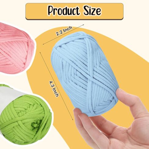 Wesnoy 10 Pieces 50g Beginners Crochet Yarn Thick Bulk Crocheting Starter Kit with Easy to See Stitches Cotton Beginner Yarn with 2 Weaving Crochet Hooks for Beginners Crocheting Knitting, Multicolor in Kuwait