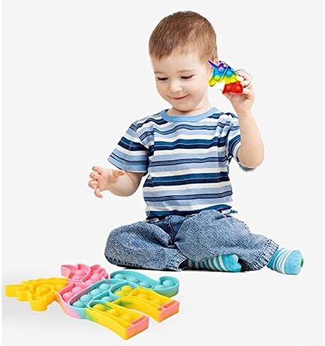 يونيكورن بوب إتس فيدجيت تويز حزمة 2 مع سلسلة المفاتيح - الاحتياجات الخاصة تخفيف التوتر بوبرس الحسية مجموعة ألعاب فيدجيت - الحيوان دفع البوب ​​فقاعة بوبيتس فيدجيت لعبة هدية للأطفال الفتيات الأولاد in Kuwait