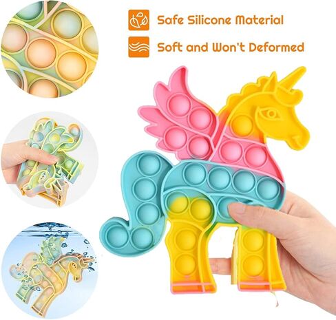 يونيكورن بوب إتس فيدجيت تويز حزمة 2 مع سلسلة المفاتيح - الاحتياجات الخاصة تخفيف التوتر بوبرس الحسية مجموعة ألعاب فيدجيت - الحيوان دفع البوب ​​فقاعة بوبيتس فيدجيت لعبة هدية للأطفال الفتيات الأولاد in Kuwait