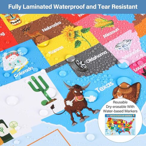 Educational Preschool Posters, Emooqi 20 Pieces(16×11in) for Toddlers and Students, Early Learning Chart for Wall, Kindergarten Learning Posters Include Alphabet, US Map, Colors,Teach Numbers and More. in Kuwait