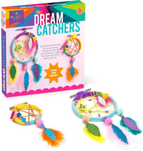 كرافت- تيستيك — دريم كاتشرز - مجموعة الفنون والحرف اليدوية للاطفال - اصنع 2 صائد الاحلام الملون - للاعمار من 8 سنوات فما فوق، بني in Kuwait