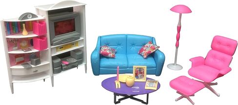 أثاث بيت الدمى غلوريا - مجموعة لعب عثمانية لأريكة تلفزيون لغرفة العائلة in Kuwait