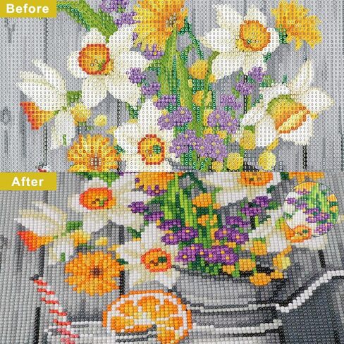 مجموعات الطلاء الماسي 5D من NAIMOER للبالغين والأطفال، لوحة الماس زهرة الأقحوان مع زجاجة الماس مجموعات الرسم الماسي مجموعات الفنون الحرفية للديكور المنزلي الجداري 12 × 16 بوصة in Kuwait