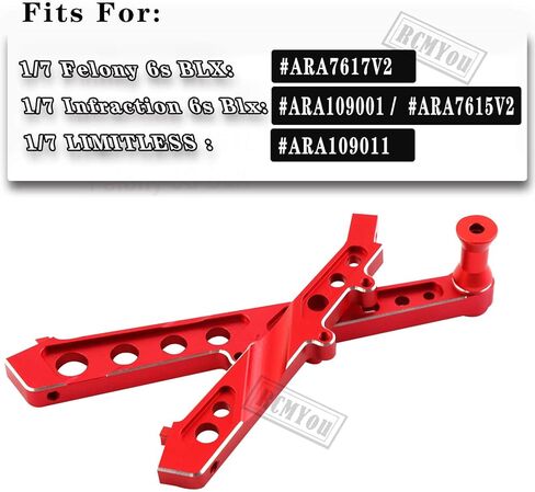 Aluminum Chassis Brace Upgrades Part for ARRMA 1/7 Felony 6S BLX/Infraction 6S BLX/Limitless Roller,Alloy Front Rear Chassis Brace Hop Ups,Replaces #ARA320511,Red in Kuwait