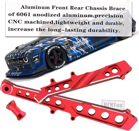 Aluminum Chassis Brace Upgrades Part for ARRMA 1/7 Felony 6S BLX/Infraction 6S BLX/Limitless Roller,Alloy Front Rear Chassis Brace Hop Ups,Replaces #ARA320511,Red in Kuwait