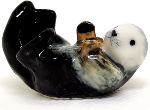 SSJSHOP Sea Otter Micro Tiny Dollhouse Figurines Hand Painted Ceramic Animals Collectible Gift Home Decor (Baby Sea Otter) in Kuwait