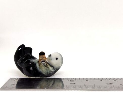 SSJSHOP Sea Otter Micro Tiny Dollhouse Figurines Hand Painted Ceramic Animals Collectible Gift Home Decor (Baby Sea Otter) in Kuwait