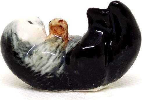 SSJSHOP Sea Otter Micro Tiny Dollhouse Figurines Hand Painted Ceramic Animals Collectible Gift Home Decor (Baby Sea Otter) in Kuwait