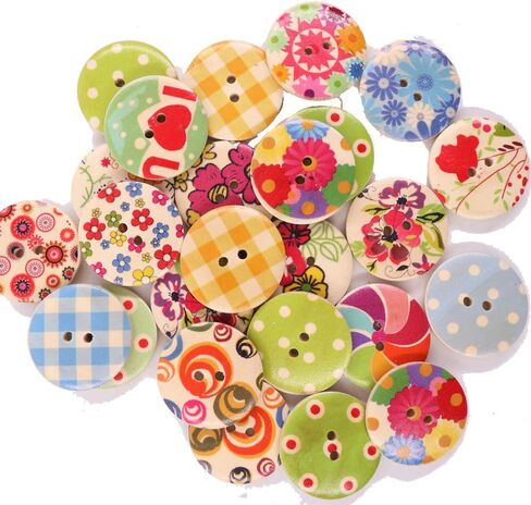 200 Pcs Vintage Round Wooden Buttons with 2 Holes for DIY Sewing Crafts Scrapbooking Random Color (Vintage 20mm) in Saudi Arabia