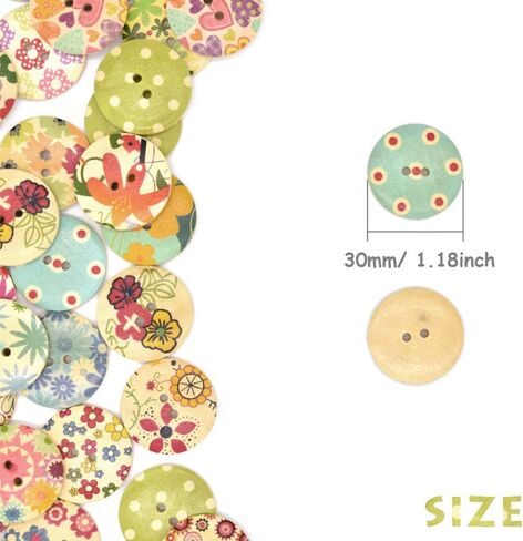 200 Pcs Vintage Round Wooden Buttons with 2 Holes for DIY Sewing Crafts Scrapbooking Random Color (Vintage 20mm) in Saudi Arabia